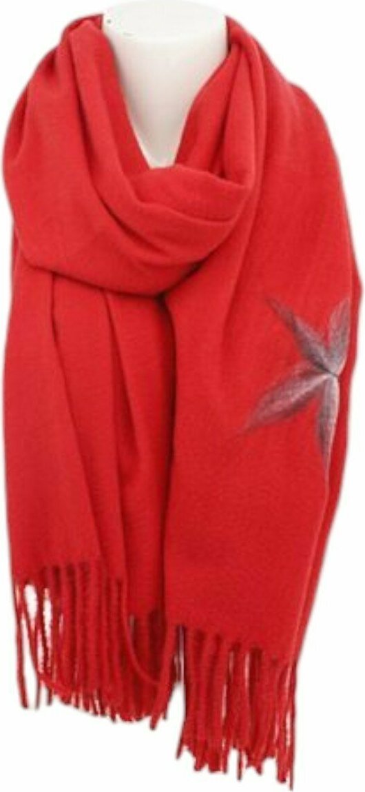 antonio world fashion Winter Damen Schal Cashmera » Fransenschal Soft Feeling » Winterschal 180x72 cm » Damenschal mit Blume [Rot]