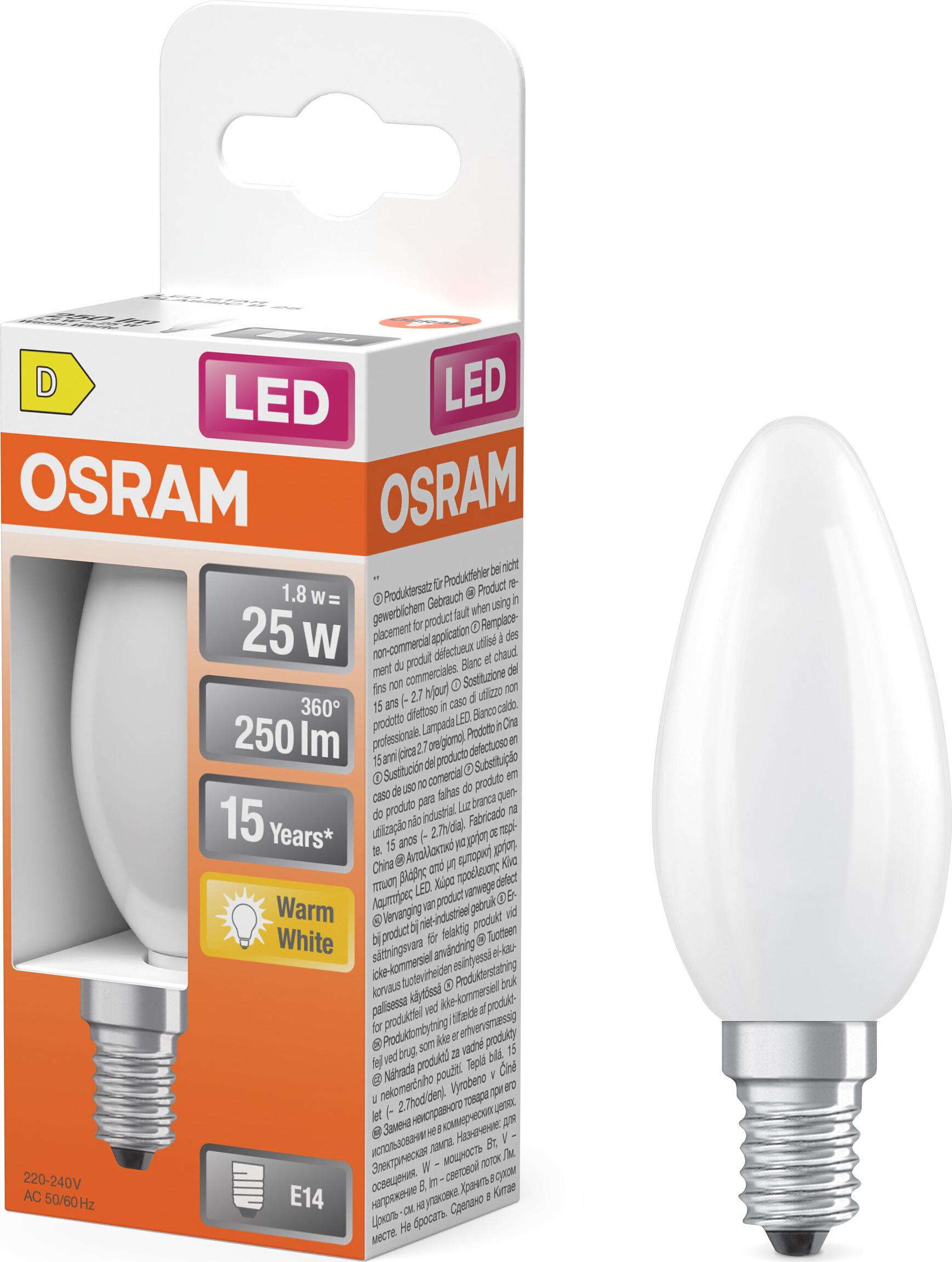 OSRAM OSR LED Kerze 1,8W ma.250LM Bl 6 Stück Verkaufseinheit 351880 4099854466700