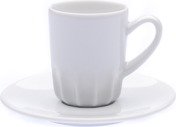 Tasse mit Untertasse, 80 ml, weiß, Ribby, Tschechisches Porzellan, G. Benedikt