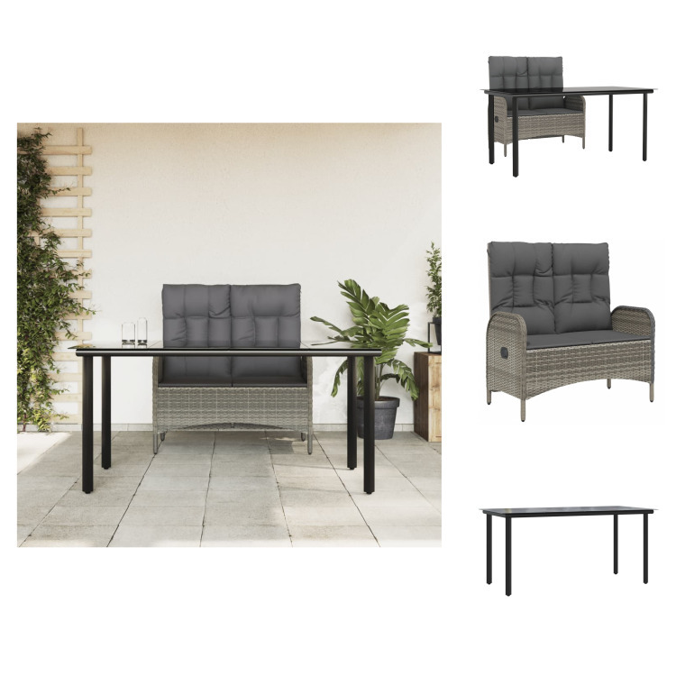 vidaXL 2-dielny záhradný jedálenský set s vankúšmi sivý polyratan - Záhradný nábytok sety