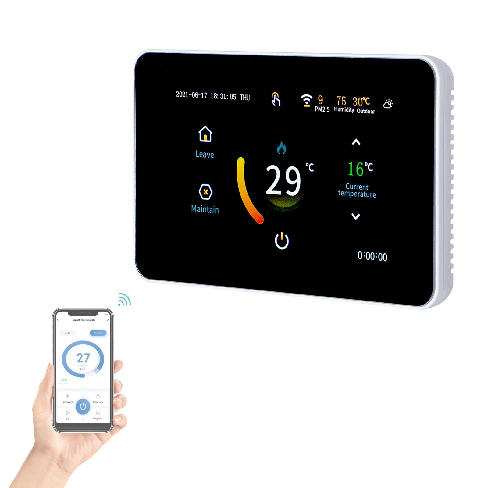 Lixada 85–275 V WLAN-Smart-Thermostat, programmierbarer Thermostat mit 5+2/6+1/7-Tage-Programmierung, App-Steuerung, Fernbedienung, Sprachsteuerung 16A