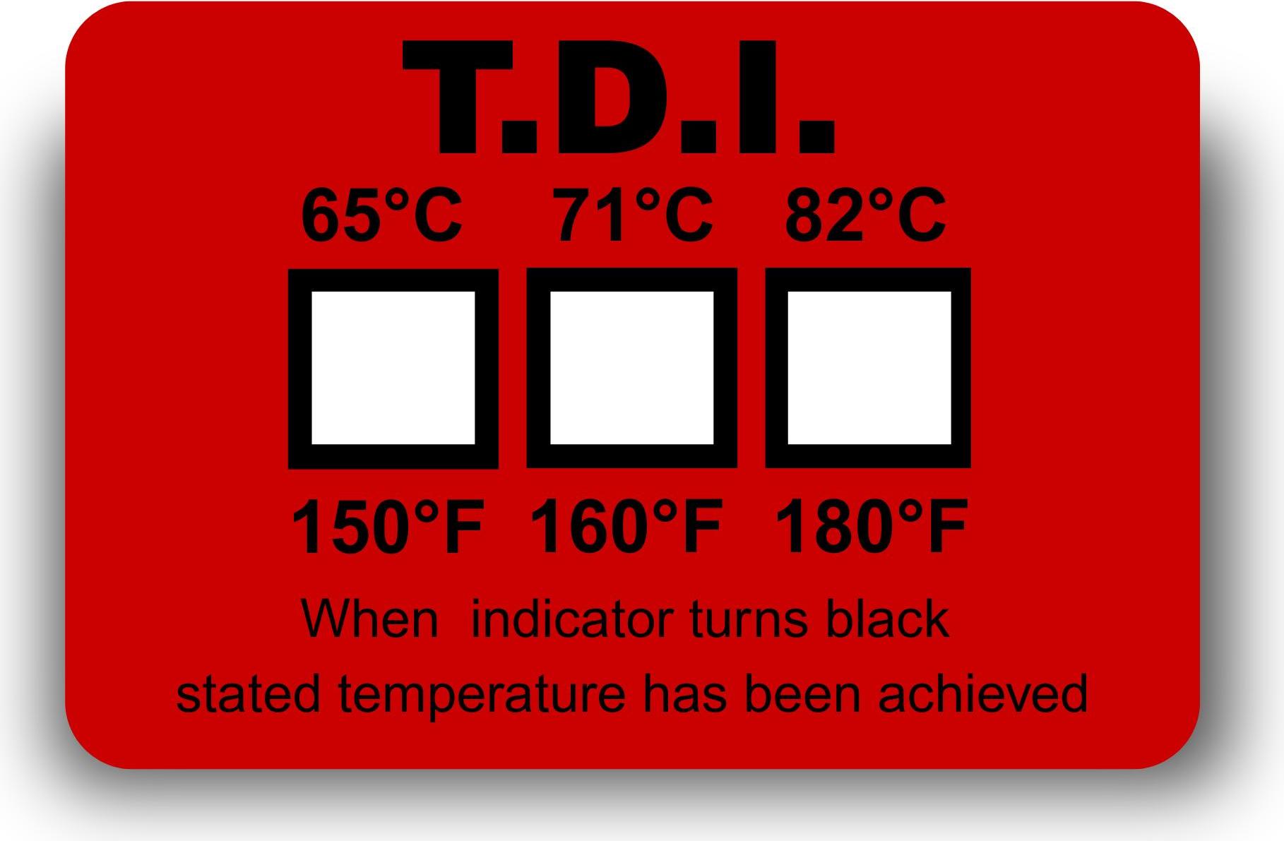 TMC Hallcrest T.D.I. Temperatur-Aufkleber – zeigt 3 Hitze-Stufen bei Spülvorgängen – 10 Stück