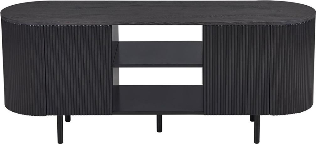 Möbelstück TV VAGOS - Farbe Dunkelbraun - Abgerundetes TV-Möbel - 2 Türen & 2 Fächer - 140 cm - Kompaktes Design