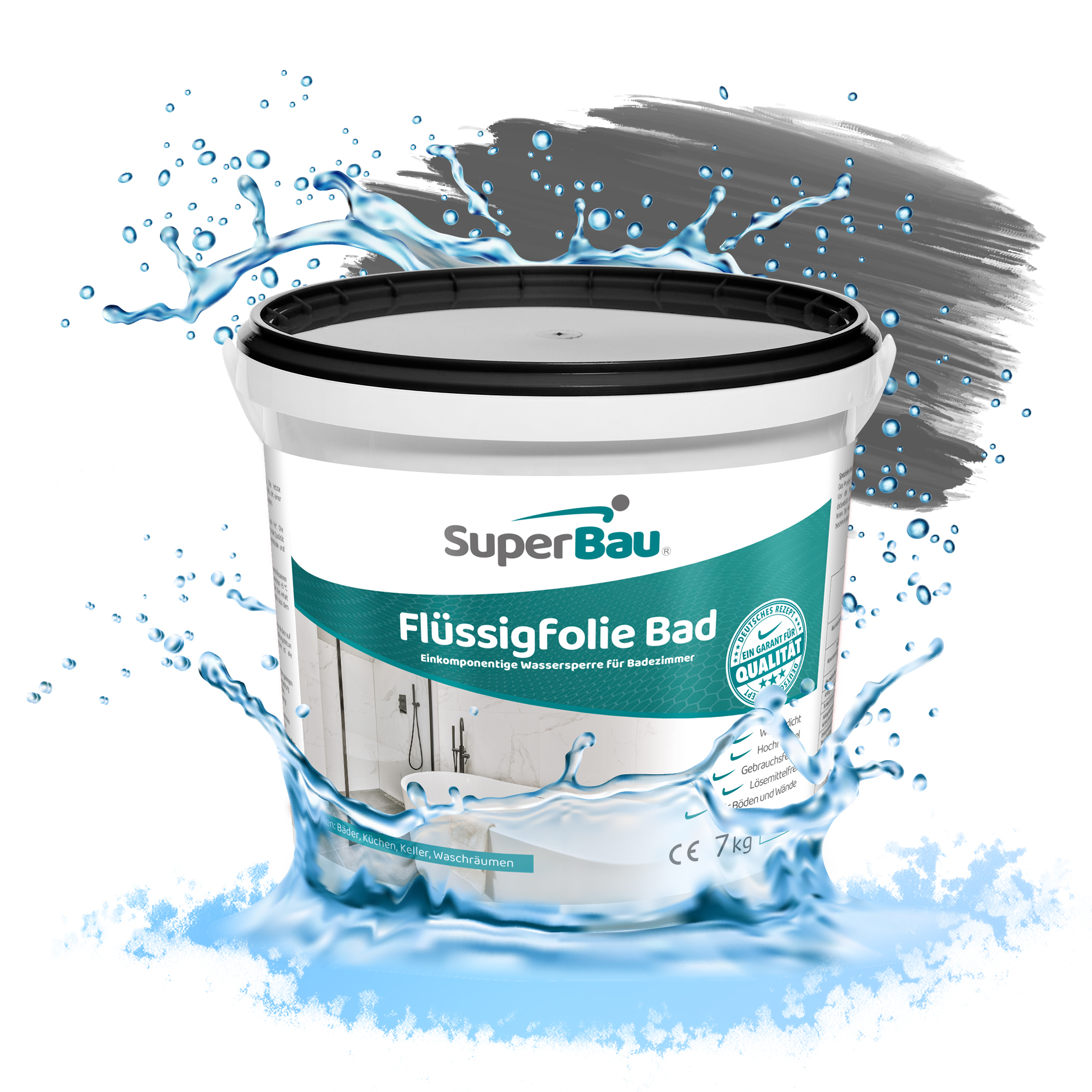 SuperBau Flüssigfolie 7 kg BAD & DUSCHE Abdichten Badezimmer Fliesen Abdichtfolie Duschabdichtung 2384