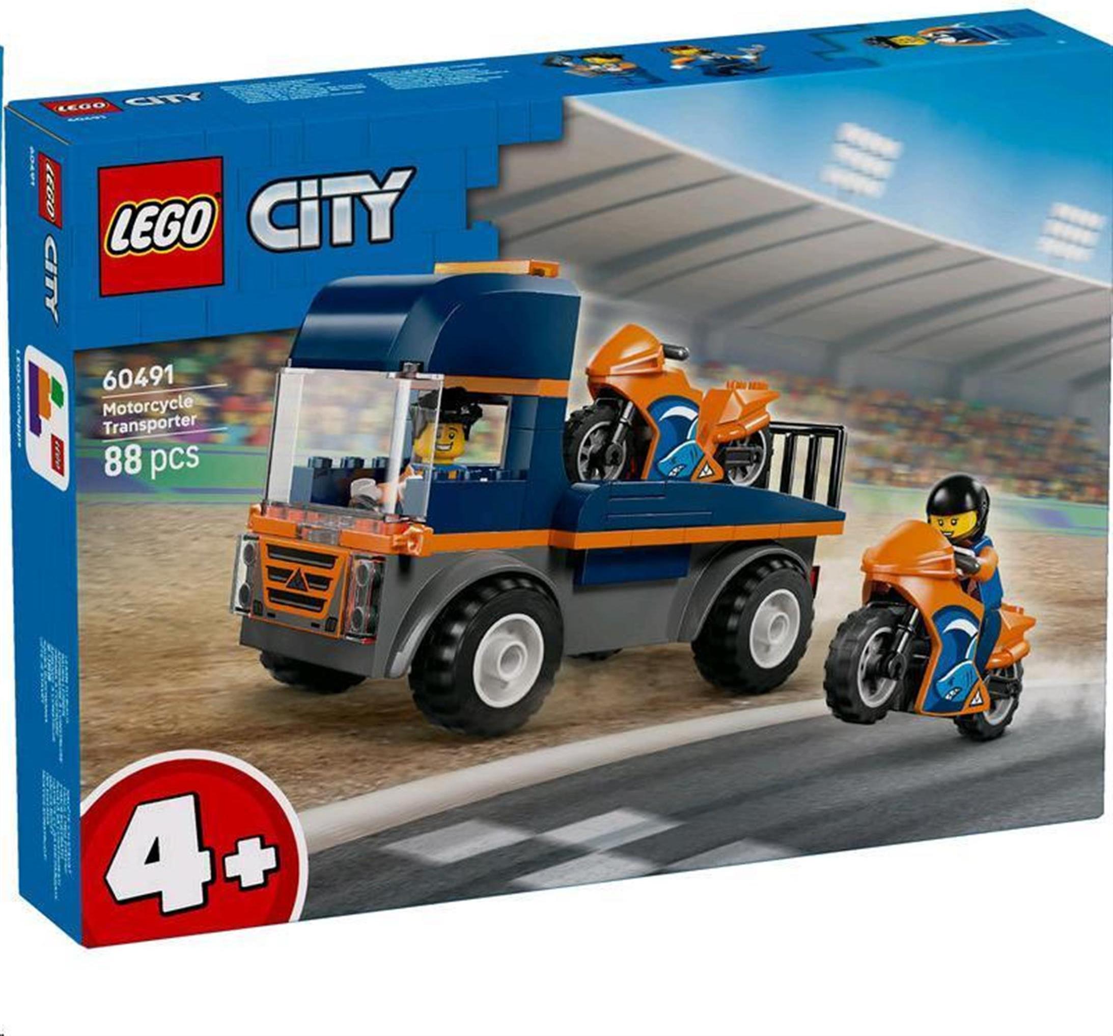 LEGO City Kamión na prepravu motoriek, Stavebnica, 4 rok / roky, Plast, 88 kusov, 320 g