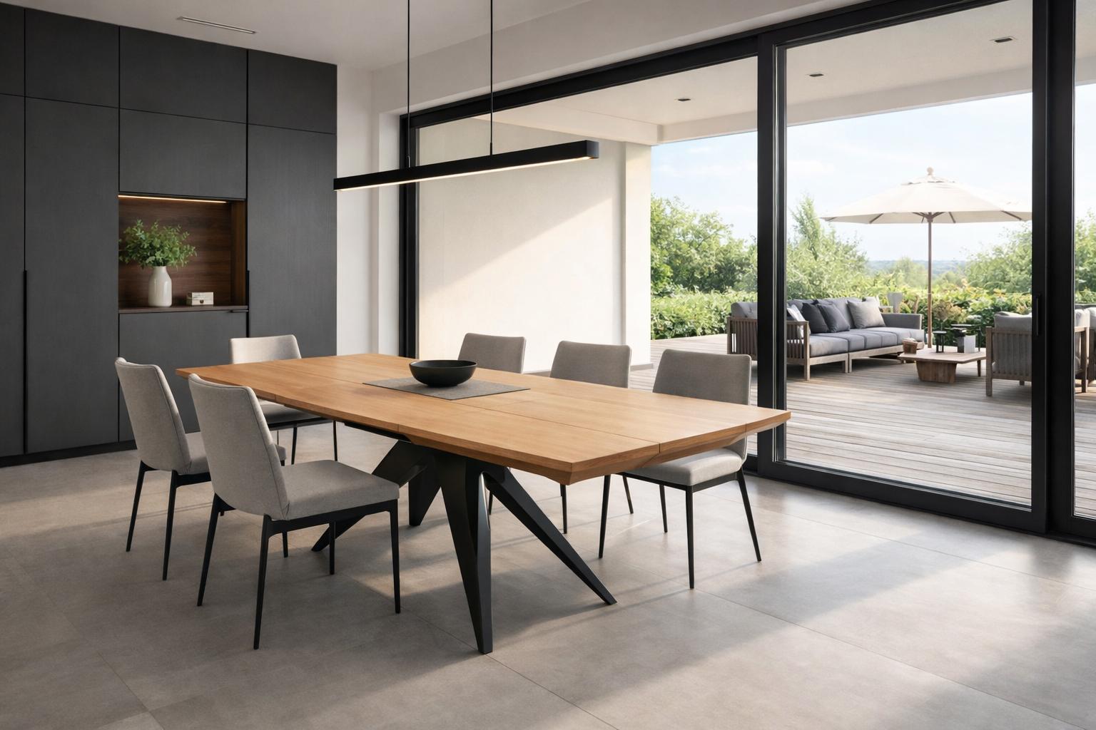 Kaiser Möbel Moderner, modernistischer Loft-Klapptisch MERCY 100 cm 180-280 cm