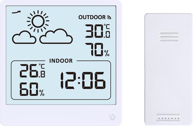 Digitalwecker mit Wettervorhersage und Thermometer Weiß - JVD Modell: SB3347.1
