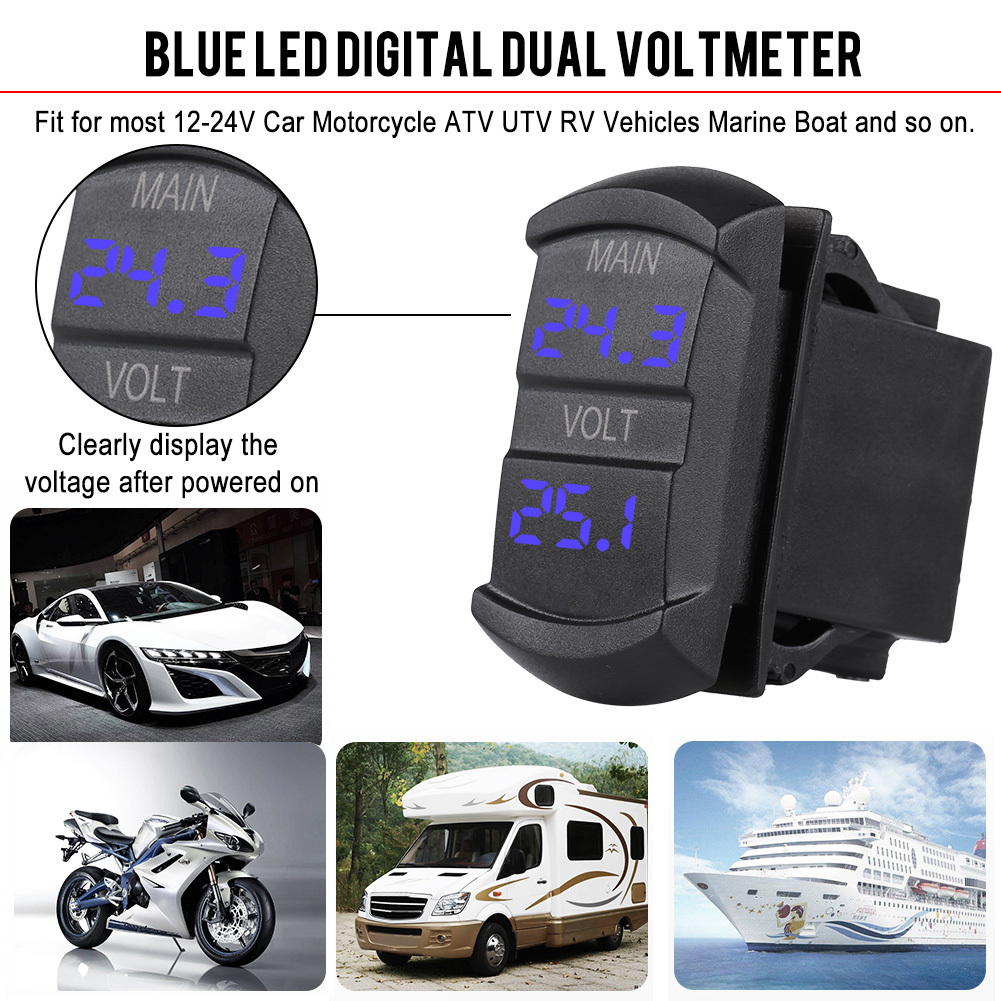 Cocosity Voltmeter, Dual Voltmeter, Digital Dual Voltmeter, Car Dual Voltmeter, LED Digital Dual Voltmeter