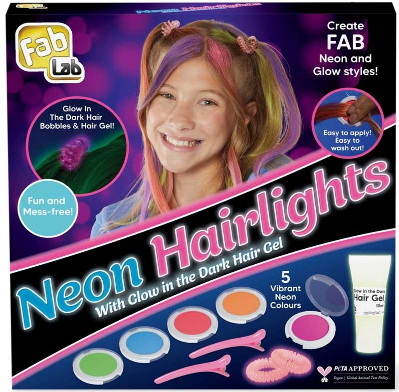 Merkloos Neon Hairlights Haarfärbe-Set für Kinder - bunte Haarfarben Spaß