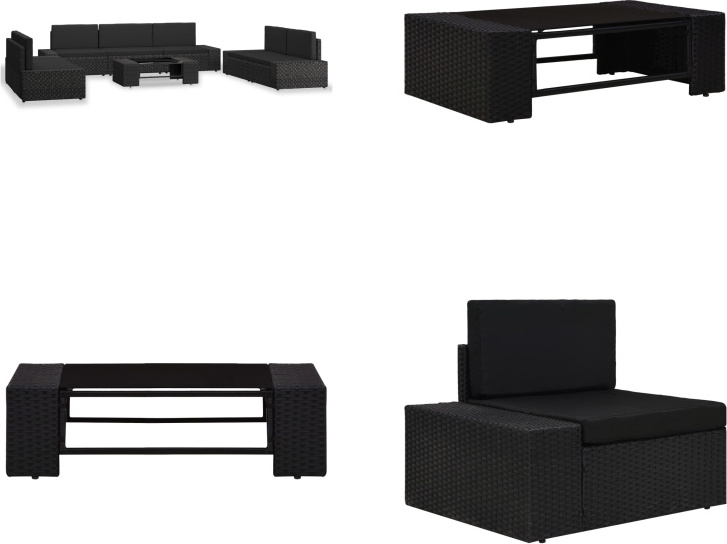 vidaXL 8 ks záhradná sedacia súprava Poly Rattan Black - Záhradná sedacia súprava - Záhradné sedacie súpravy - Modulárna sedacia súprava - Modulárne sedacie súpravy