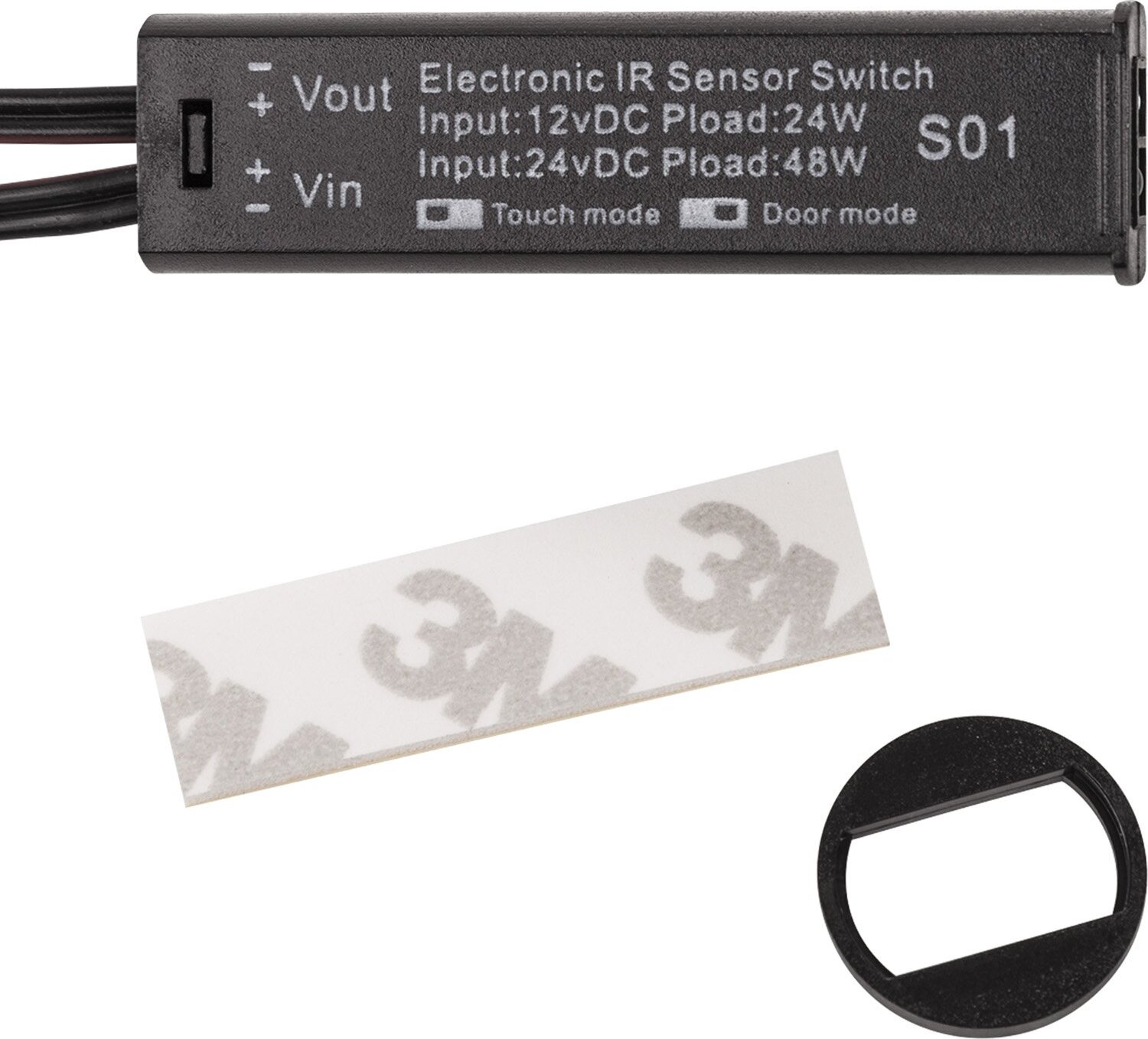 Einbau - Mini-Sensor SO1 schwarz schaltet bei Türbewegung oder Handbewegung, Schaltabstand 3 - 5 cm, IR Bewegungsmelder von SOTECH 115071