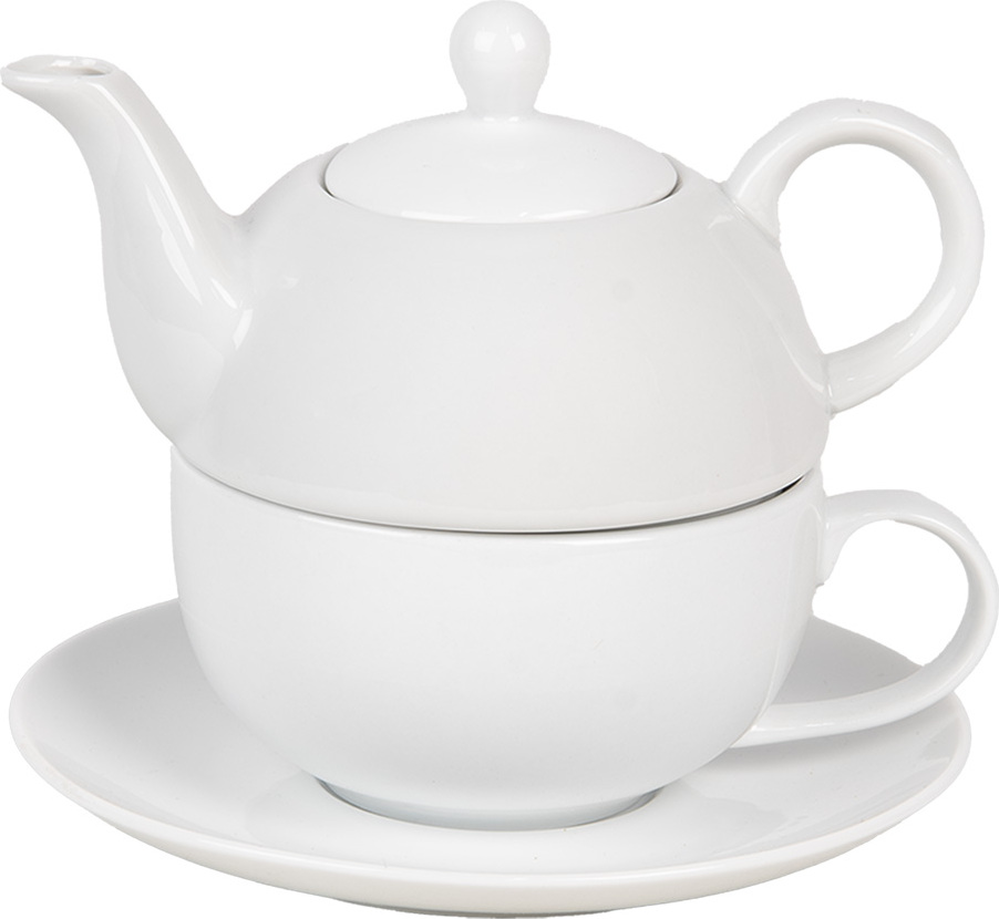 Clayre & Eef Tea for One 350 ml Bílá keramika