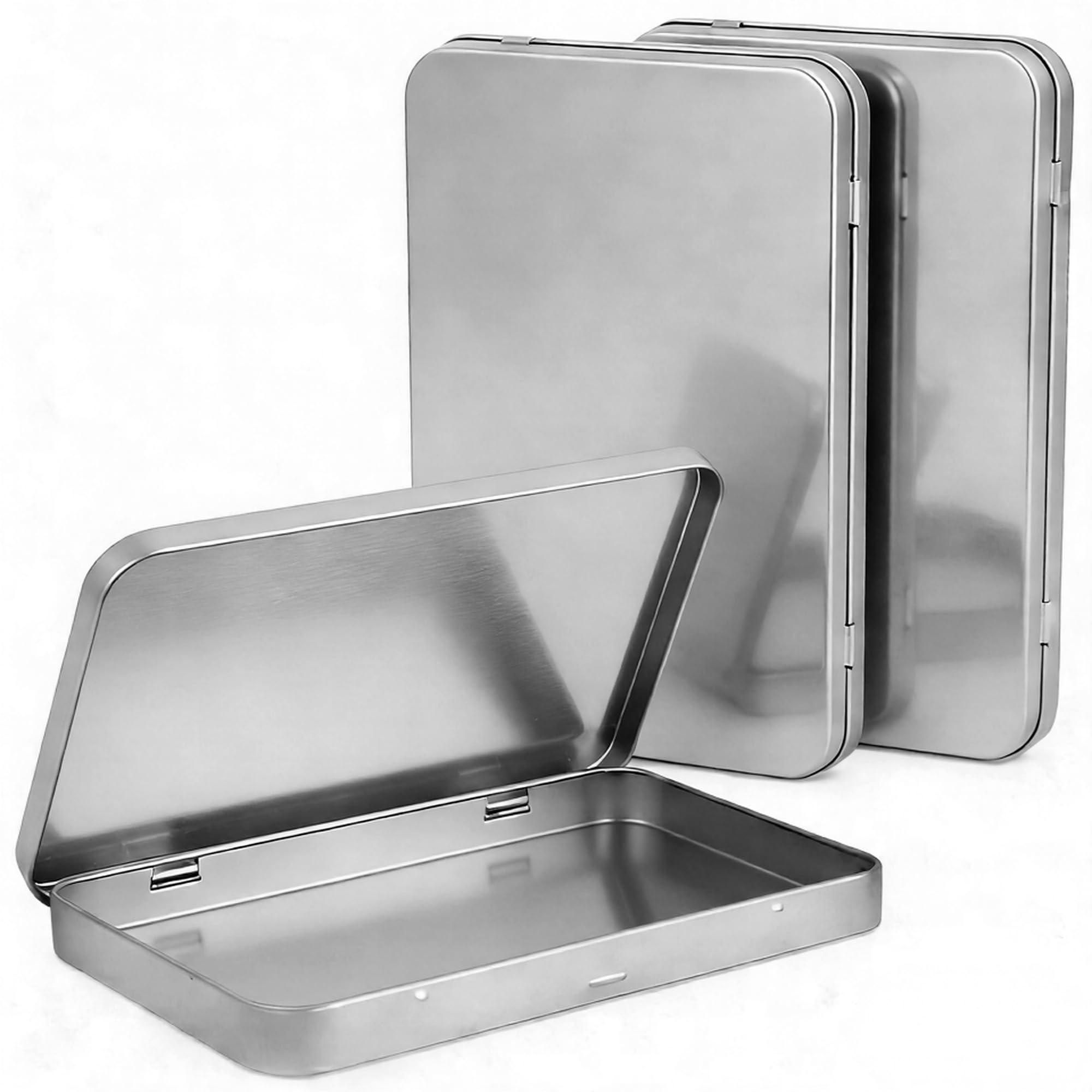 OEM 3-teilige Metalldose mit Deckel, tragbare Aufbewahrungsbox, 18 × 11 × 1,5 cm, für Münzen, Süßigkeiten, Schmuck, DIY-Haushaltsorganisation