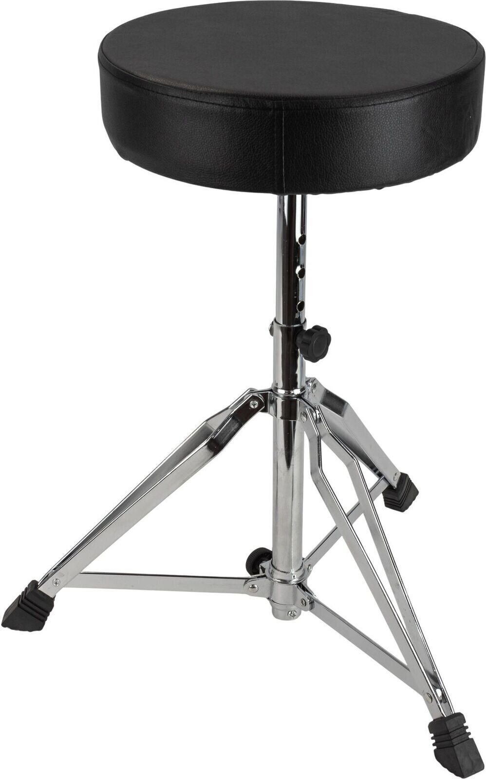 NRG Schlagzeughocker NDT-55, Schwarz, höhenverstellbar 38-55 cm, robuster Stahlrahmen mit Ledersitz