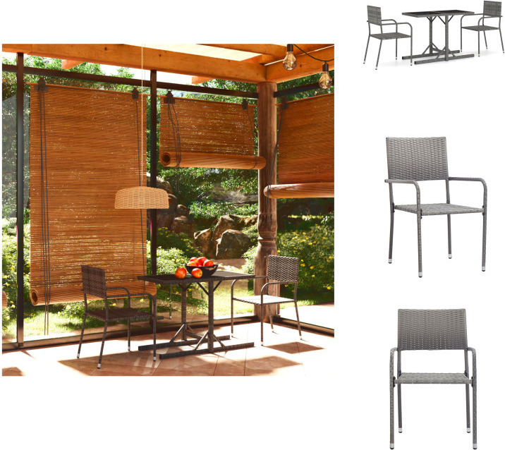 vidaXL 3-dielny záhradný jedálenský set sivý - Záhradné nábytkové zostavy