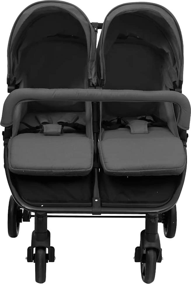 vidaXL Geschwisterwagen Dunkelgrau und Schwarz Stahl