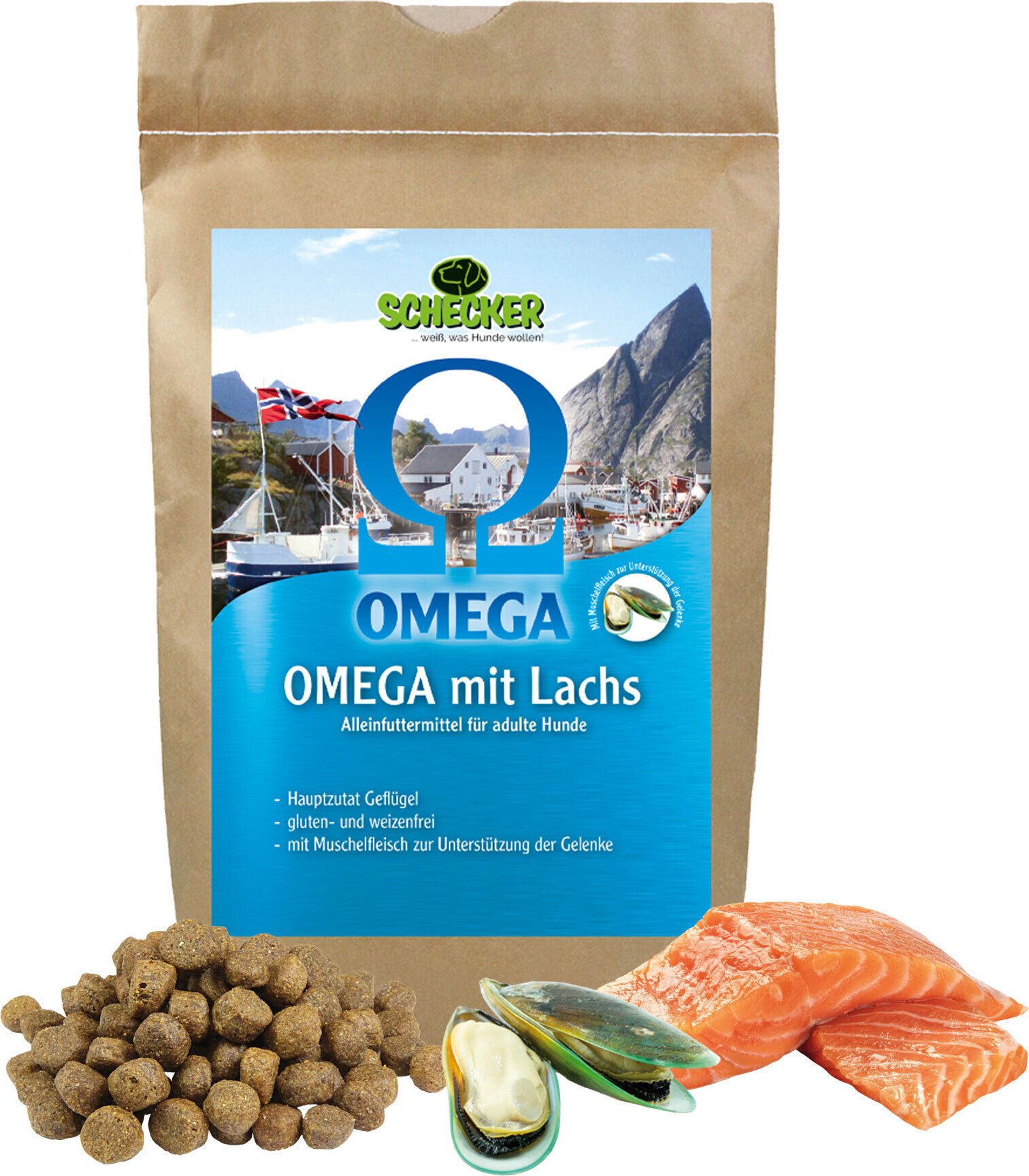 1,5 kg Schecker Omega 3 + 6 Lachs -Trockenfutter - weizenfrei - glutenfrei