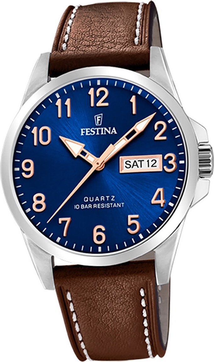 Festina Pánske hodinky z nehrdzavejúcej ocele F20358/B Náramok hodinky Brown Classic D2UF20358/B