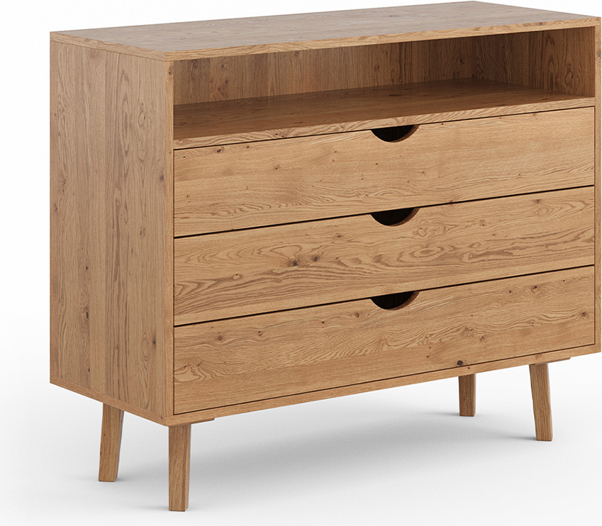 Lomadox Kommode 3 Schubladen Eiche massiv SIENA-163 PRHSIM02