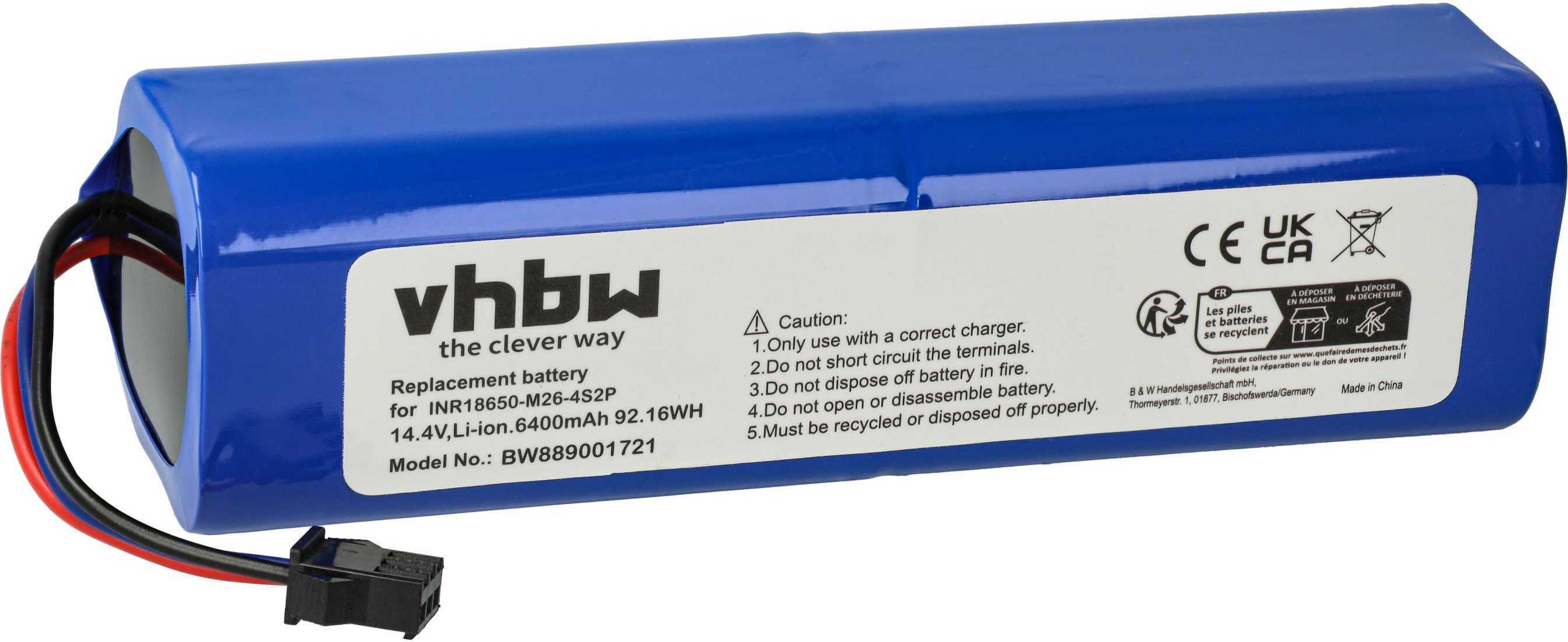 vhbw Akku kompatibel mit Mamibot eXVAC 890 Saugroboter (6400 mAh, 14,4 V, Li-Ion)