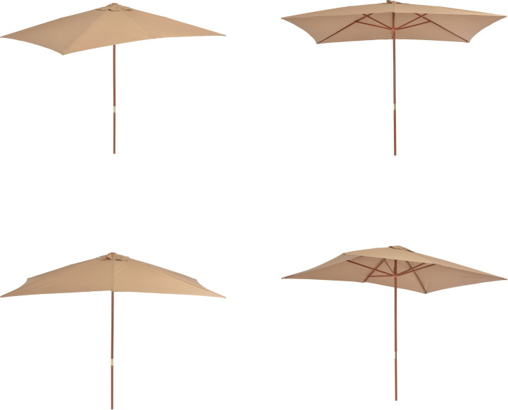 vidaXL Sonnenschirm mit Holz Mast 200×300 cm Taupe - Sonnenschirm - Sonnenschirme - Sonnen Schirm - Sonnen Schirme HL44514