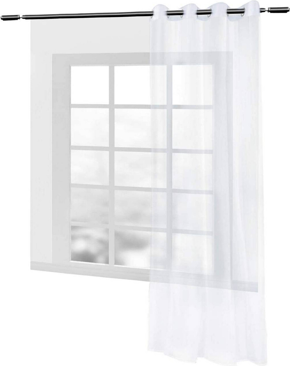 Vorhang-Set Transparent Mit Tupfenmuster – 2 Stück Je 132x274 Cm, Weiße Voile-Gardinen Mit Ösen Für Küche & Wohnzimmer