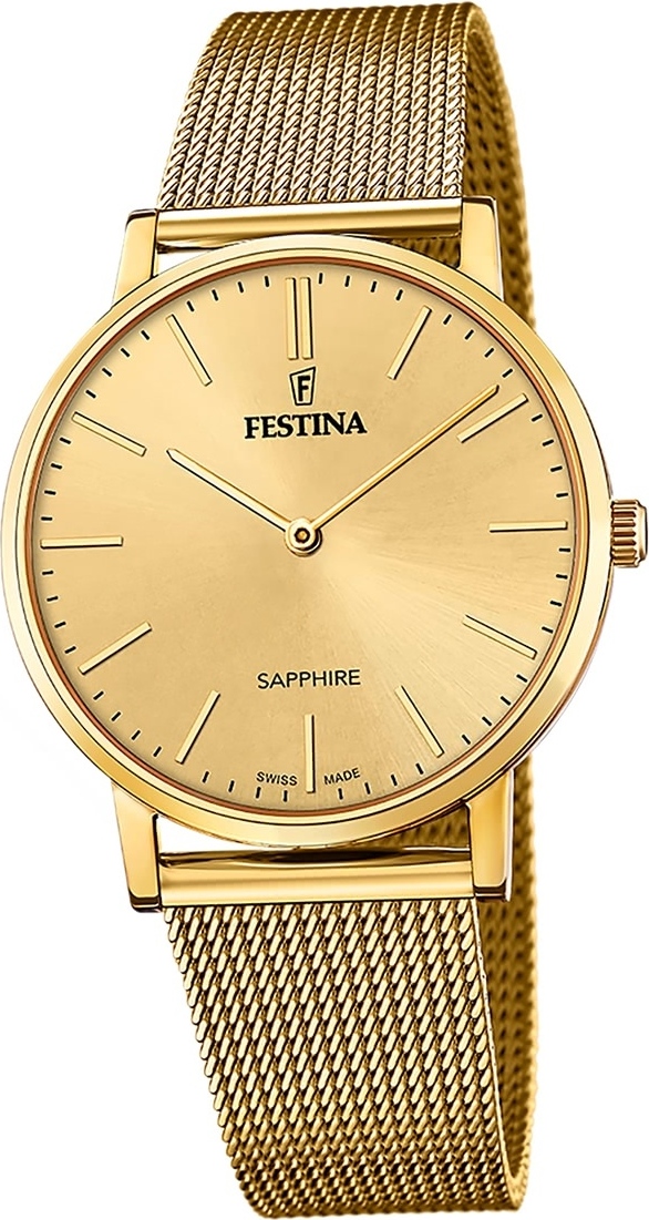 Festina pánske hodinky z ušľachtilej ocele zlaté Festina Swiss Made náramkové hodinky D2UF20022/2