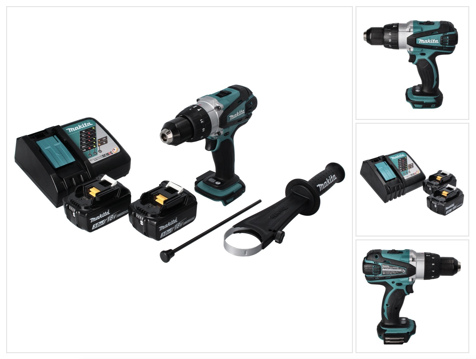 Akumulátorová príklepová vŕtačka Makita DHP 458 RF 18 V 91 Nm + 2x akumulátor 3,0 Ah + nabíjačka