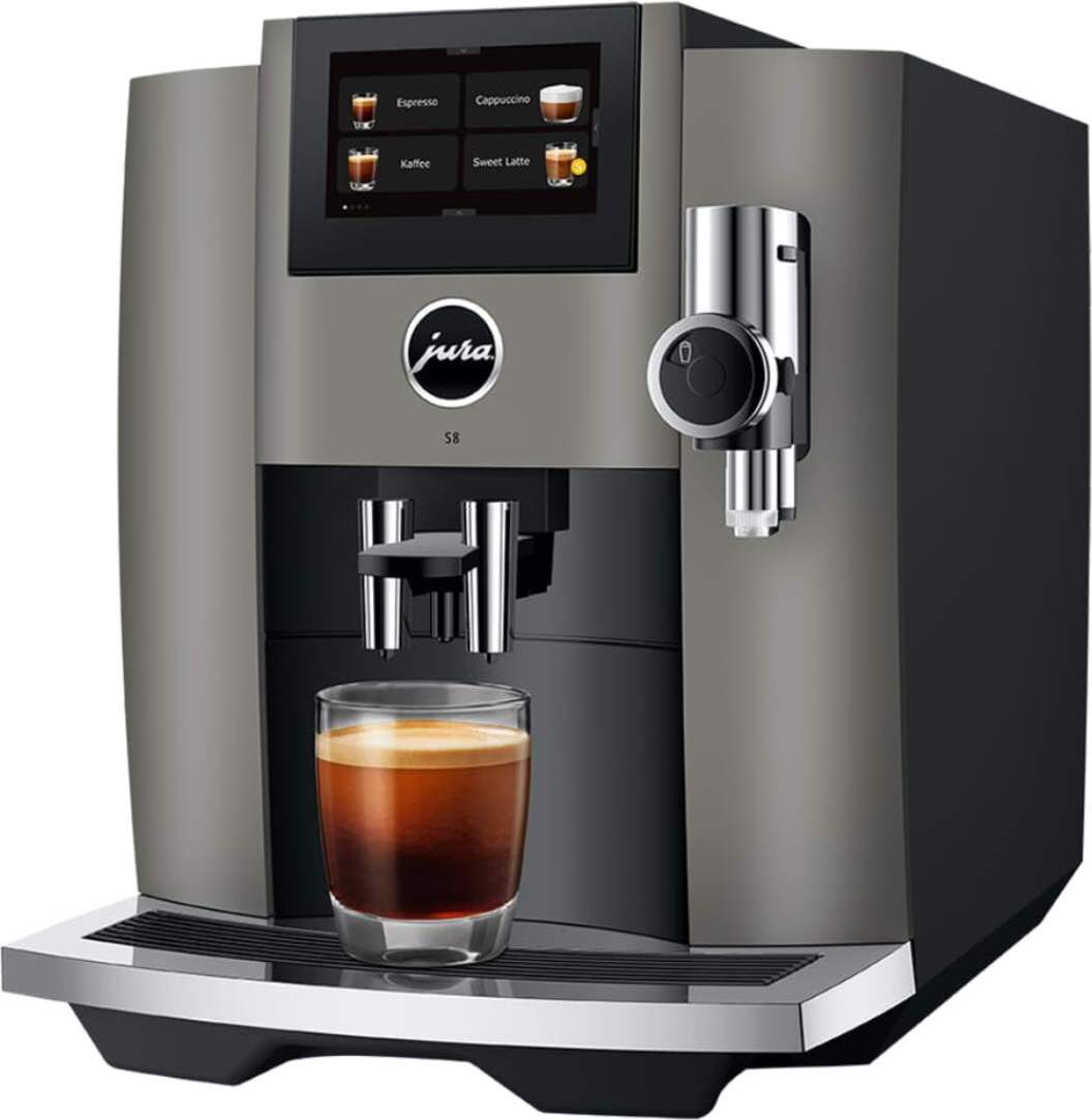 JURA S8 (EB), Espresso kávovar, 1,9 L, Kávové zrná, Mletá káva, Vstavaný mlynček, 1450 W, Čierna, Nerezová oceľ