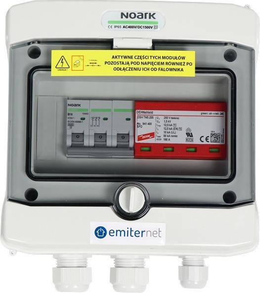 EMITER hermetische Schaltanlage mit AC-Überspannungsableiter Typ 1+2, B16A 3F