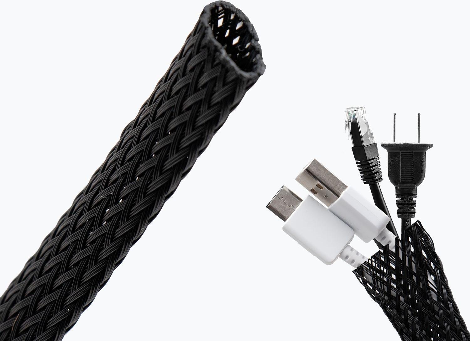Othmro Guaina Intrecciata Espandibile Per Cavi - 5 Metri, Larghezza 16 Mm, Colore Grigio - Protezione E Gestione Fili