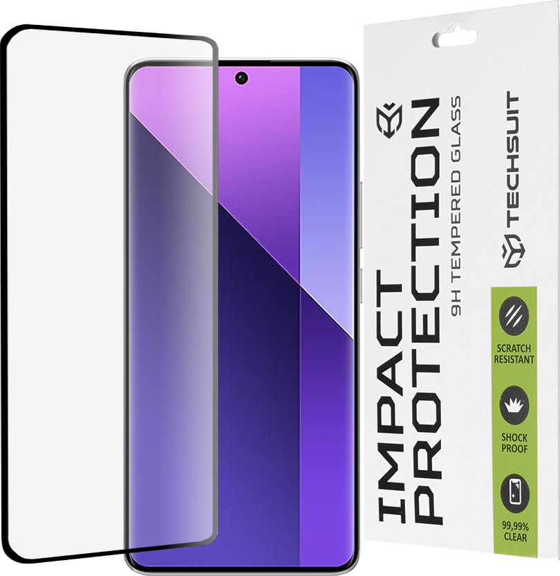 Techsuit 3D zakrivená ochrana displeja pred nárazmi Ochranné sklo pre Xiaomi Redmi Note 13 Pro Plus - čierne