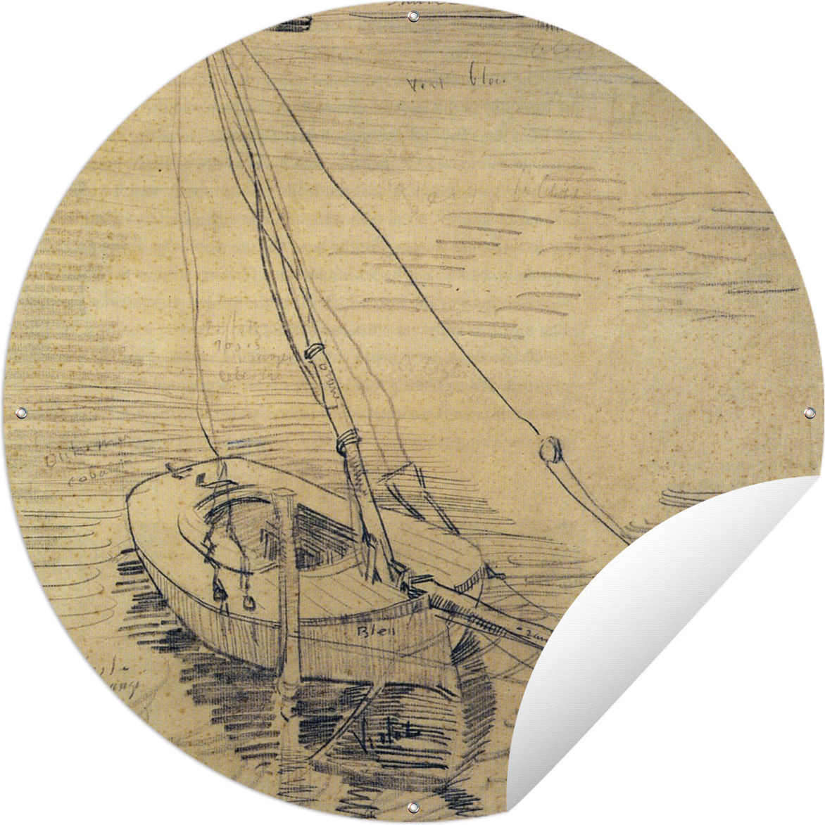 MuchoWow® Gartenposter Outdoor-Poster Rund Segelboot auf der Seine bei Asnières - Vincent van Gogh Ø 60 cm Gartendeko Rundes Poster draußen 144|322738392