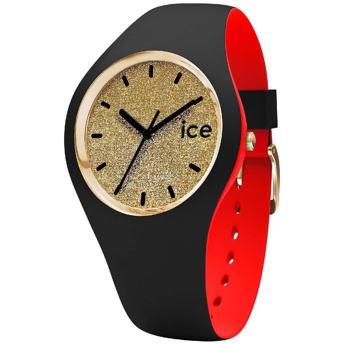 Ice-Watch - Ice Loulou Gold Glitter - Čierne dámske hodinky so silikónovým remienkom - 007228 (Small)