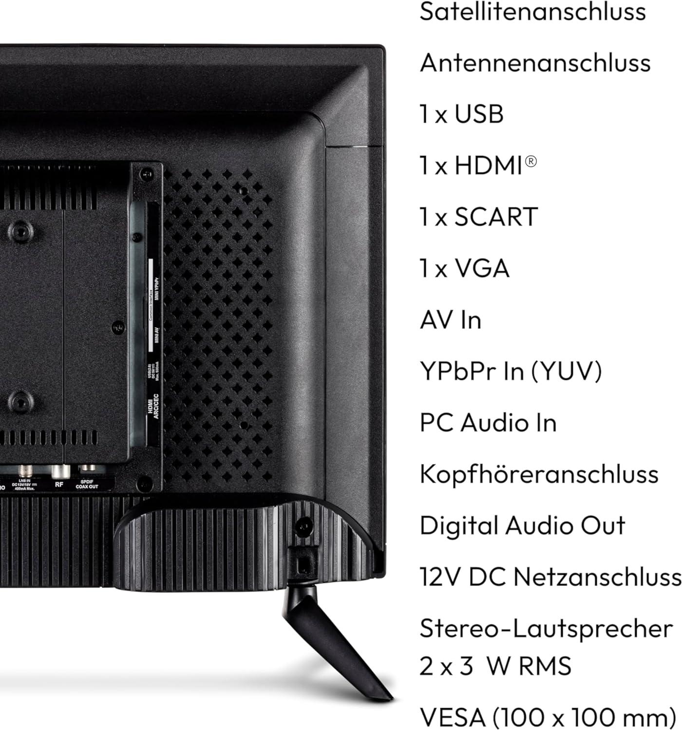 MEDION LIFE E12421, 61 cm (24"), 1920 x 1080 px, Full HD, LCD, DVB-C, DVB-S2, DVB-T2 HD, Čierna