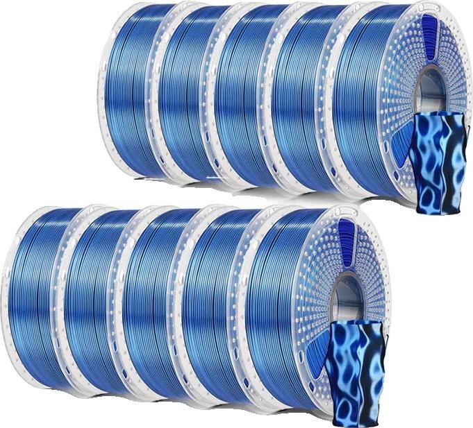 OEM 3D-Drucker-Filament, Seiden-PLA-Material, Dual-Farboptionen, Schwarz Blau 1624