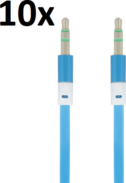 10x 1m Aux kábel 3,5 mm Jack vstup pre reproduktory Android Mobilný telefón Tablet Autorádio PC systém Hifi Blue