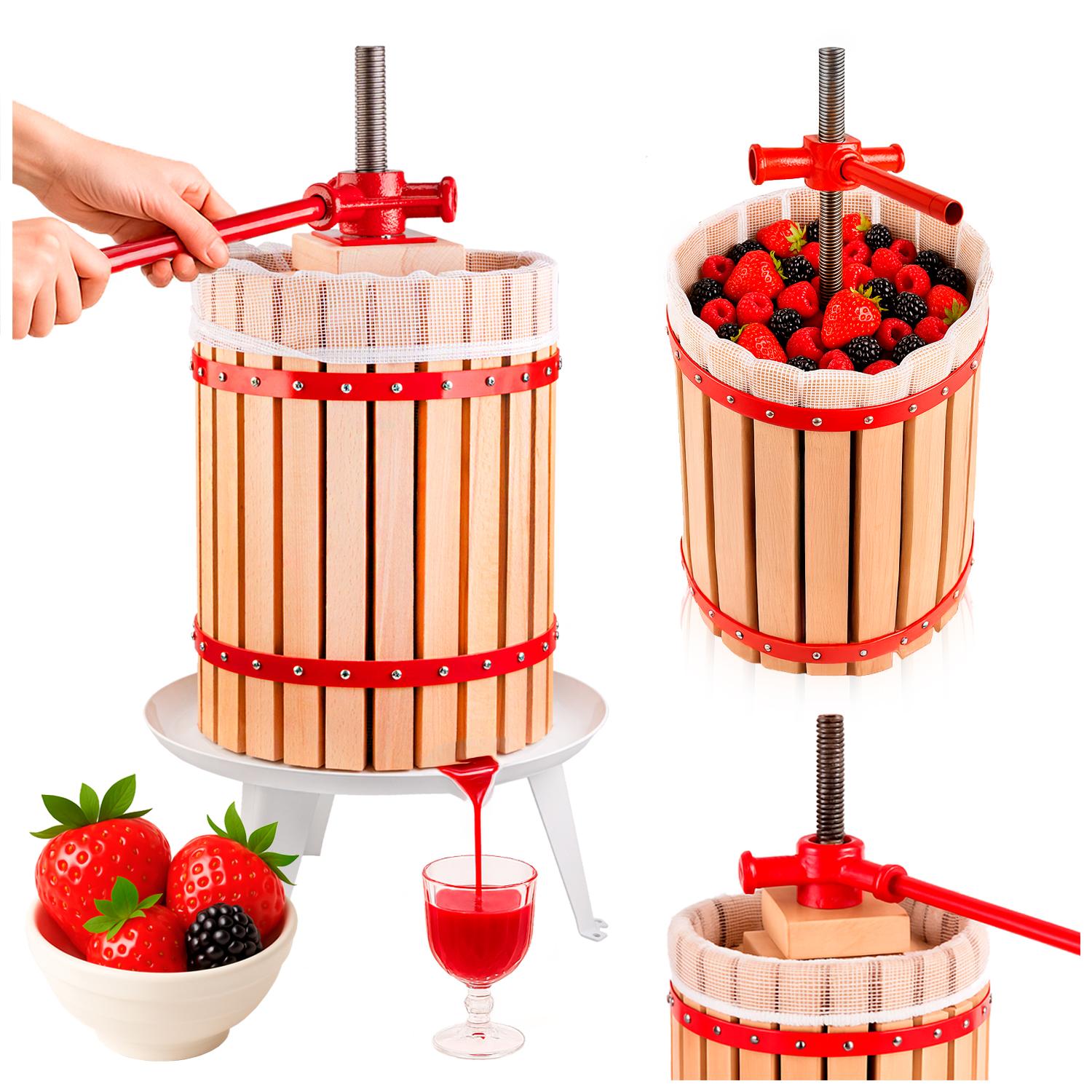 SuperButelki.pl – Obstpresse, 18 l, Schneckenpresse, Stahl, für Säfte, Weine, Liköre und Apfelwein, für den Haus- und Gartengebrauch, mit Behälter