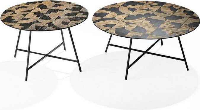 Wohnzimmer 2x Couchtisch Holz Schwarz Braun JVmoebel