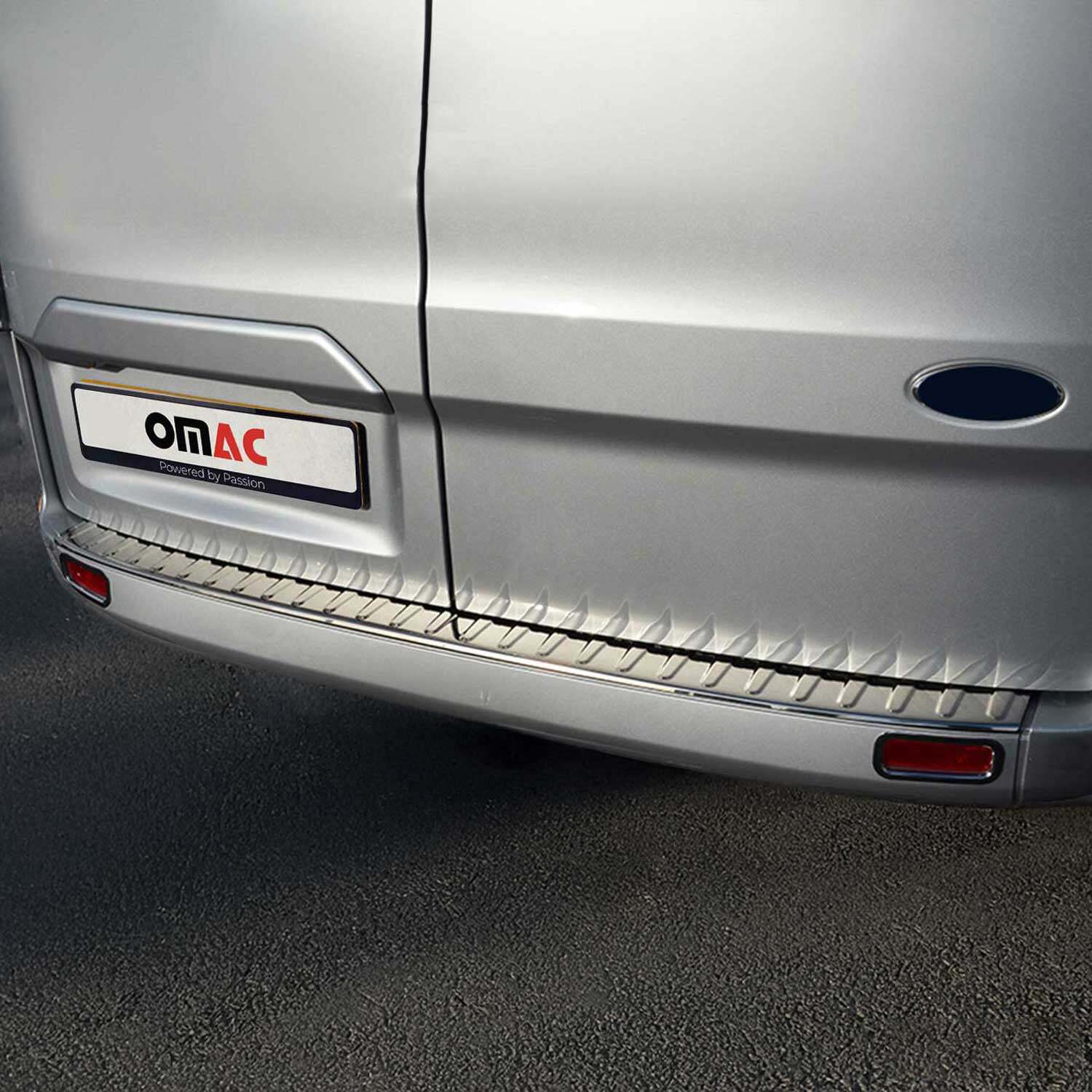 OMAC Protezione Paraurti Posteriore In Acciaio Inossidabile Compatibile Con Ford Transit/Tourneo Custom 2014-2023 - Colore Cromo Scuro Nero - Facile Installazione Con Biadesivo