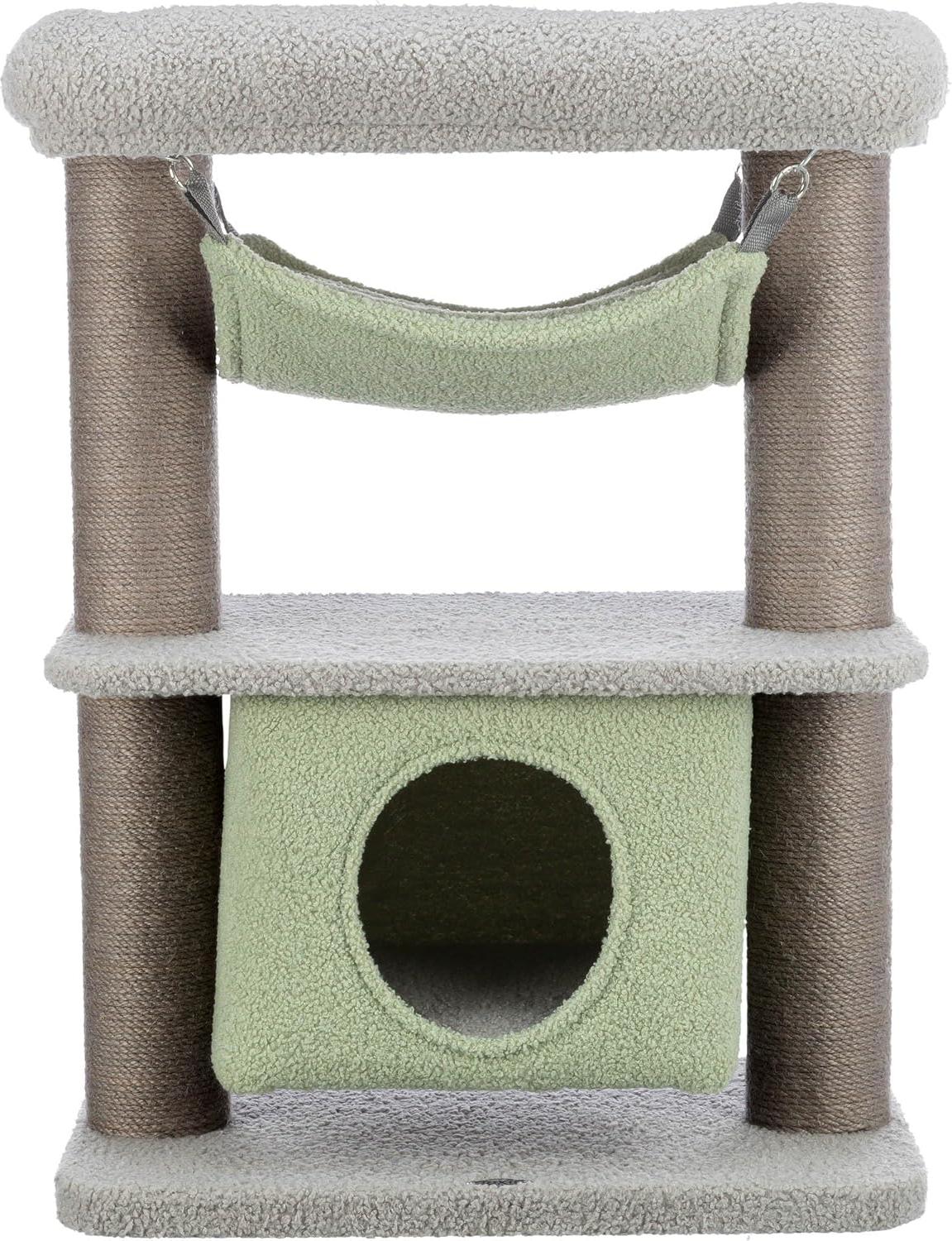 Kratzbaum 71 cm Grau Mint Kleiner Katzenbaum mit Katzenkorb und Katzenhaus - Junior Lunito 44442