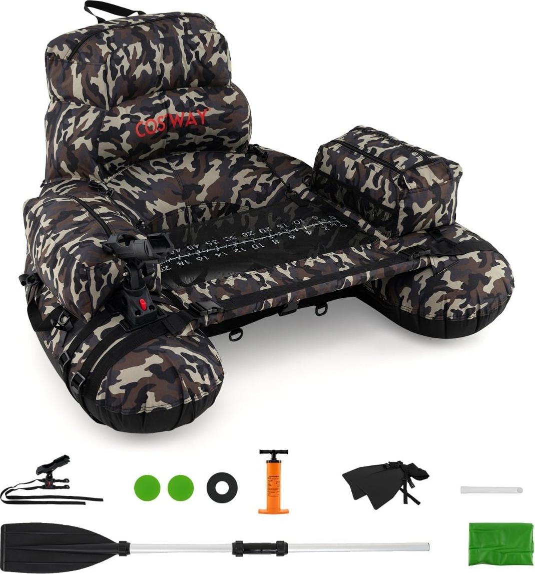 Northix Aufblasbares Angelboot mit Paddel und Rutenhalter, Tragfähigkeit 150 kg