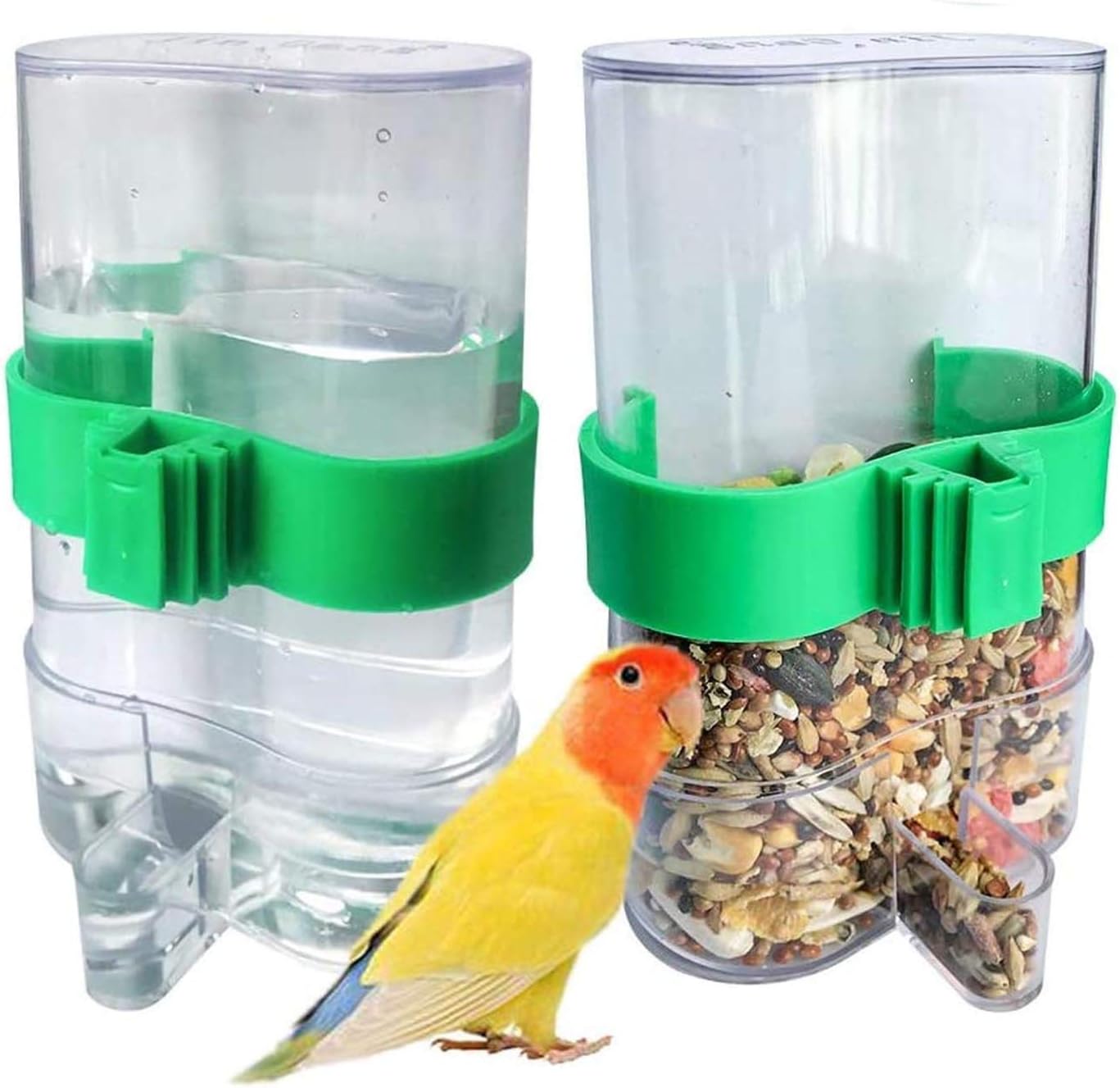 JedBesetzt Automatischer Wasserspender Vogel, 2 St¹ck Wasserspenderfutterspender V?gel, Trinkflasche f¹r V?gel, Wasserspender K?fig, Wasserspender f¹r Papageien, Wellensittiche, Liebesv?gel RLMM-YN-230706-303