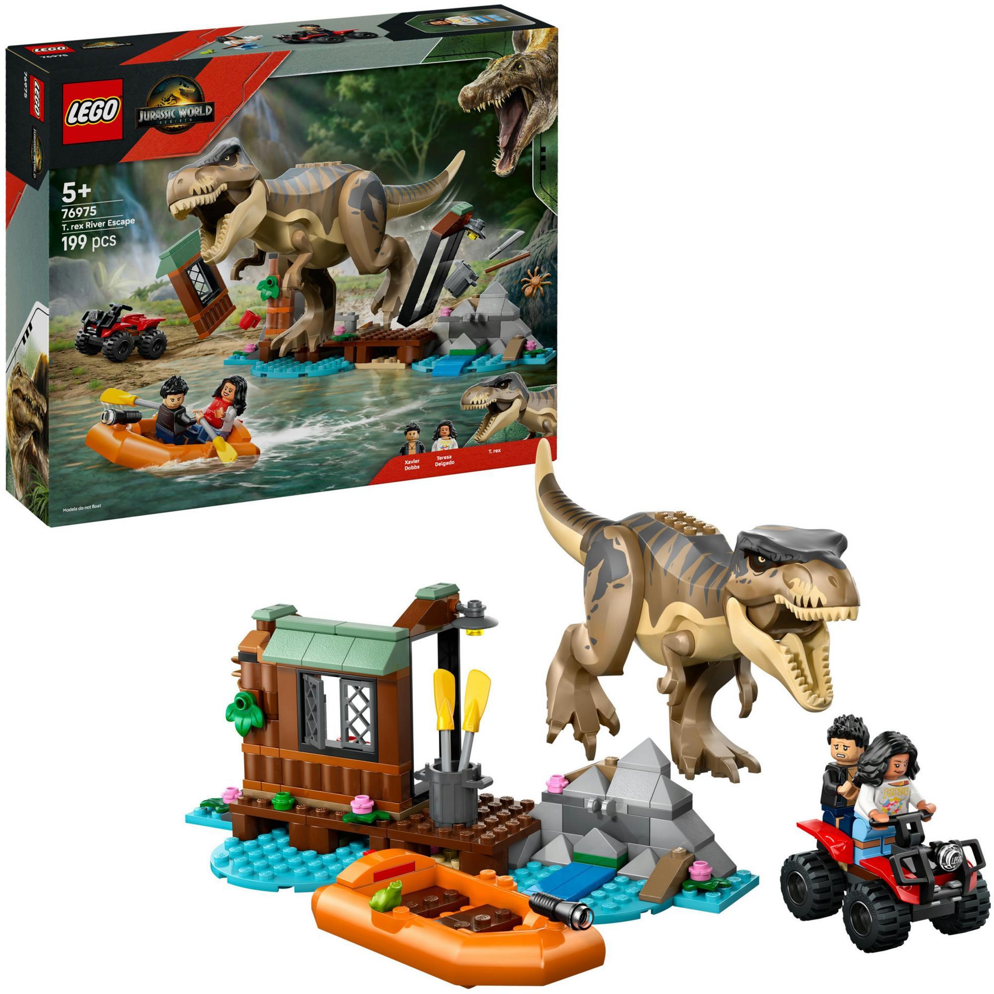 LEGO Jurassic World T-rex a útek po rieke, Stavebnica, 5 rok / roky, Plast, 199 kusov, 505 g