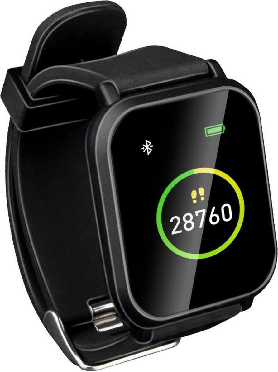 Umbro Fitness Tracker Bluetooth - inteligentné hodinky so športovými funkciami - fitness hodinky HR a senzor telesnej teploty - krokomer s 1,3-palcovým dotykovým displejom - športové hodinky IP68 vodotesné - čierne