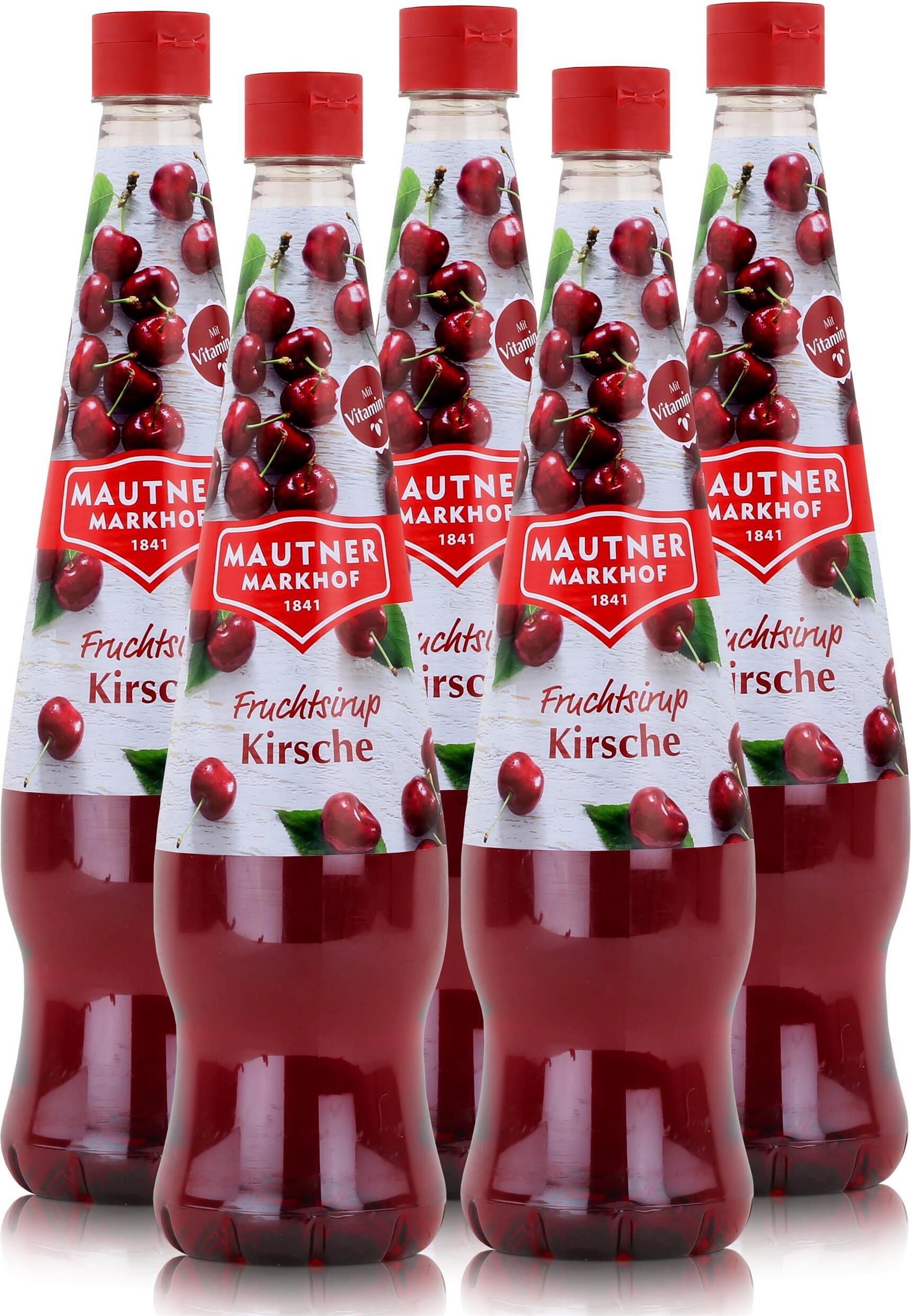 MAUTNER MARKHOF Mautner Getränkesirup Kirsche 0,7L - Softdrink, Cocktails (5er Pack)