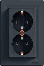 Steckdose 2-fach SCHUKO, anthrazit Schneider Asfora EPH9900171