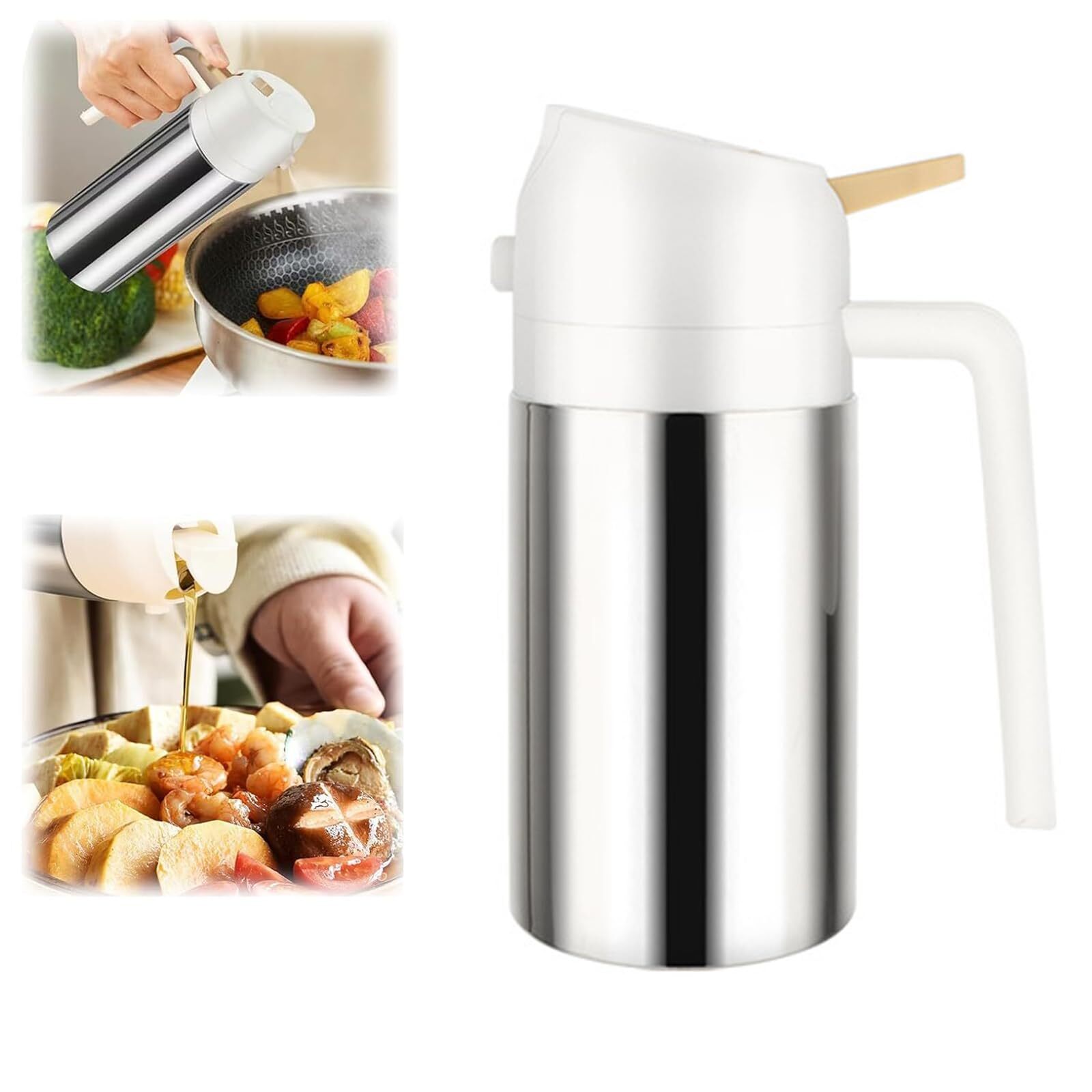 Olivenöl-Spenderflasche Aus Glas – 2-in-1 Sprüh- & Gießfunktion, 470 Ml, Tropffrei In Weiß
