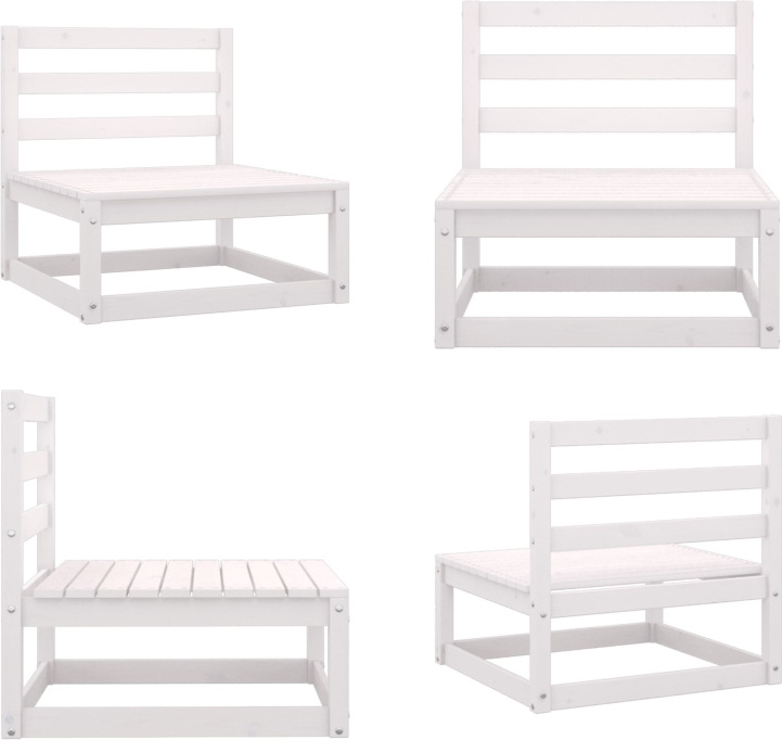 vidaXL Záhradná pohovka biela masívna borovica - Stredová pohovka - Stredové pohovky - Drevená stredová pohovka - Drevené stredové pohovky