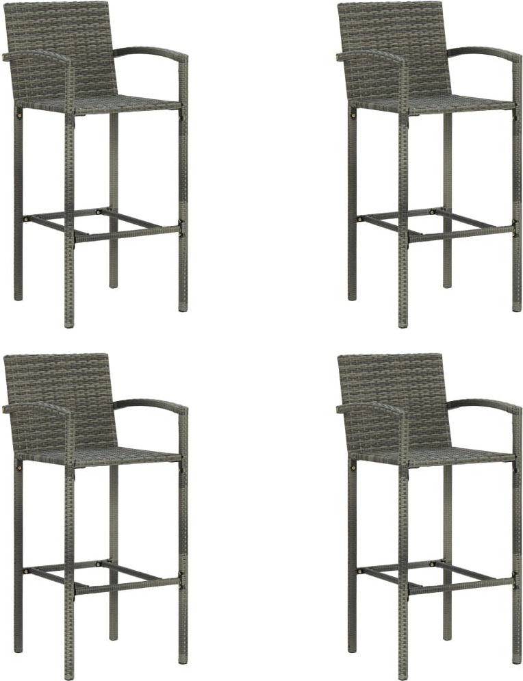 Barhocker 4 Stk. Grau Poly Rattan